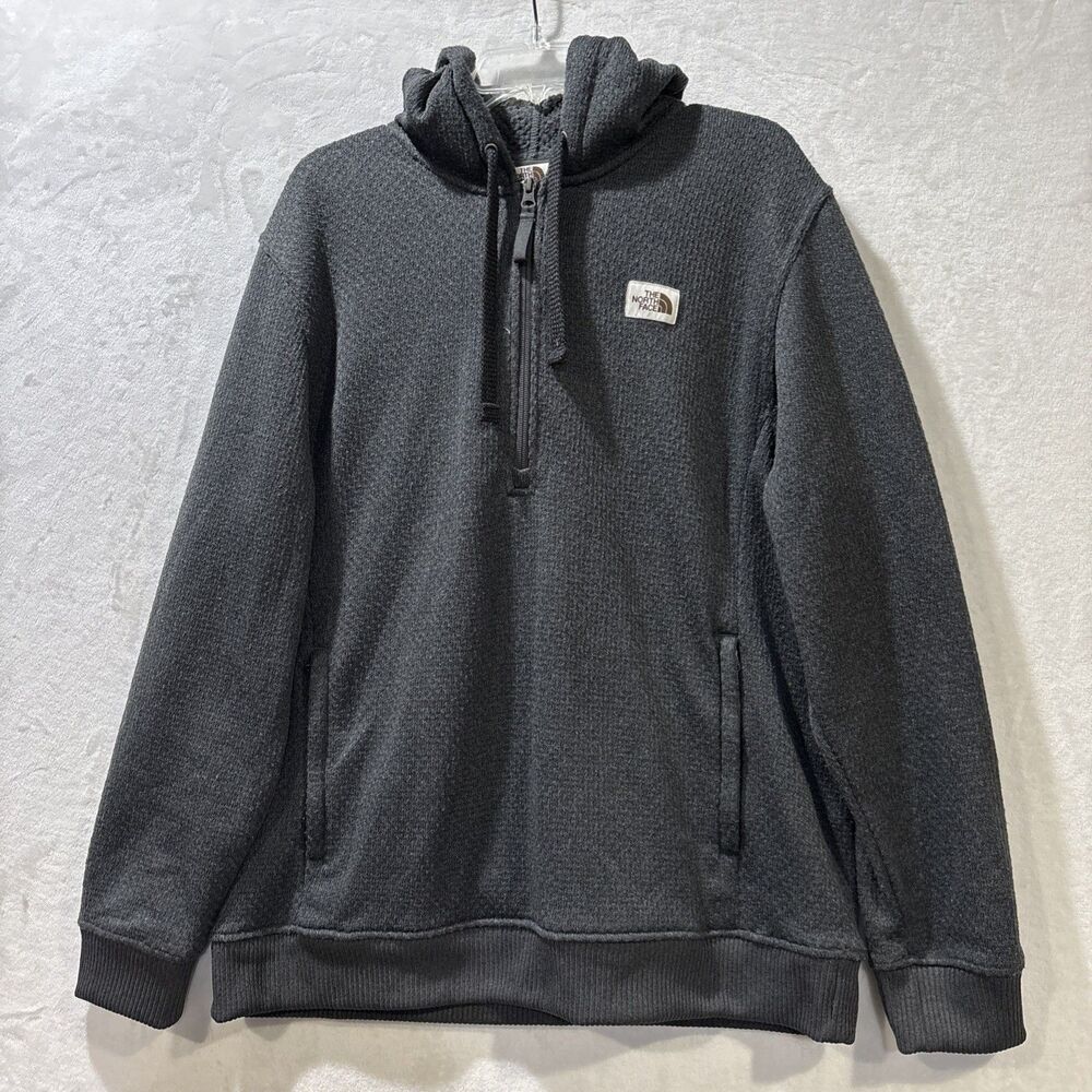 The North Face Men's Curran Trail 1/4 Zip Waffle Knit Hoodie Pullover Grey XL